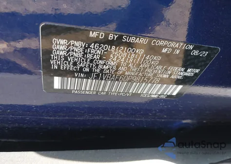 2023 Subaru Wrx Premium из США, поврежденный, VIN JF1VBAF60P9815778